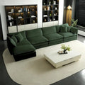 5-Piece Modular Chenille Upholstered L-Shaped Sectional Sofa with Ottoman