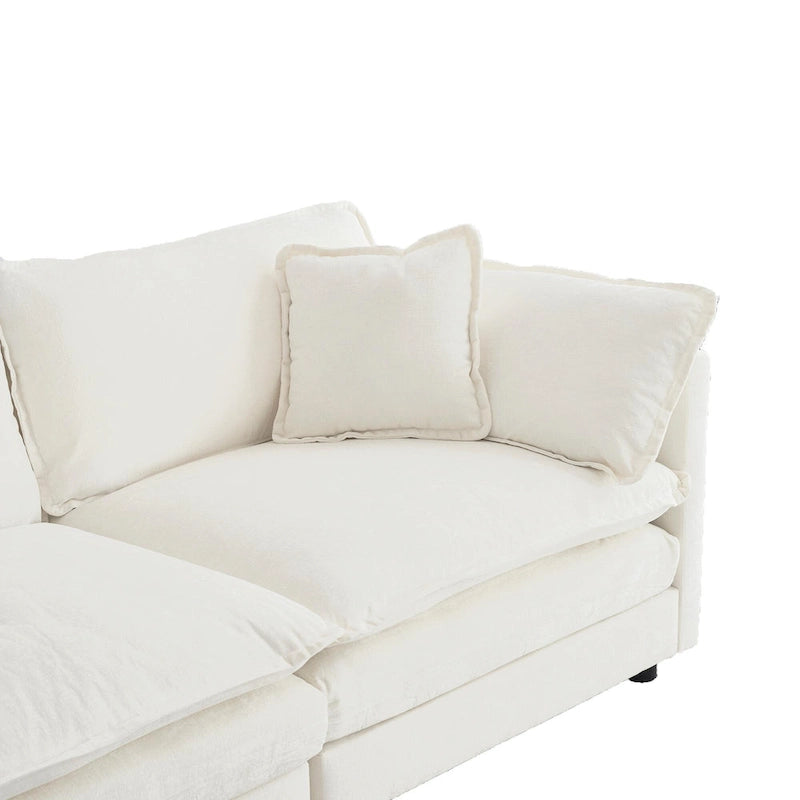 5-Piece Modular Chenille Upholstered L-Shaped Sectional Sofa with Ottoman