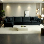 5-Piece Modular Chenille Upholstered L-Shaped Sectional Sofa with Ottoman