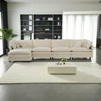 5-Piece Modular Chenille Upholstered L-Shaped Sectional Sofa with Ottoman