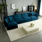 5-Piece Modular Chenille Upholstered L-Shaped Sectional Sofa with Ottoman