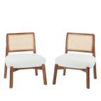 Christopher Knight Home -Alma (Set of 2) Modern Beige Lounge Chair with Woven Backrest, Sturdy Wooden Frame