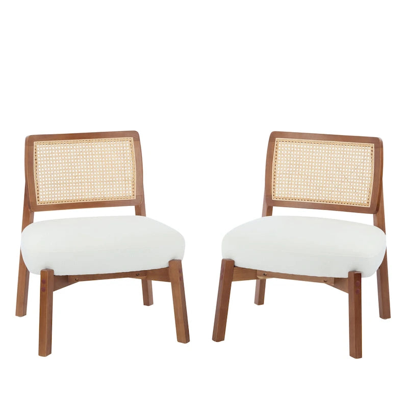 Christopher Knight Home -Alma (Set of 2) Modern Beige Lounge Chair with Woven Backrest, Sturdy Wooden Frame