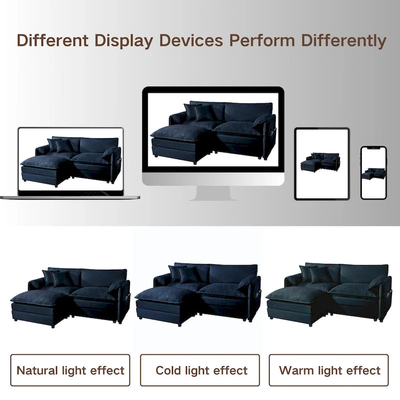 2-Piece 75.59 Chenille Cloud Loveseat Sofa Set with Deep Seat and 4 Pillows