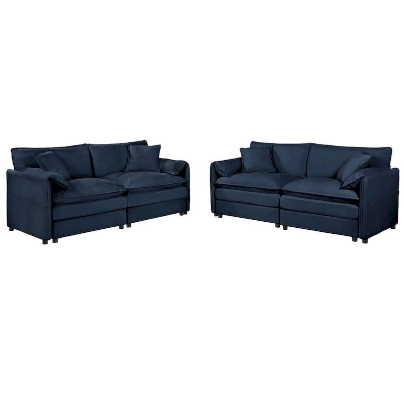 2-Piece 75.59 Chenille Cloud Loveseat Sofa Set with Deep Seat and 4 Pillows