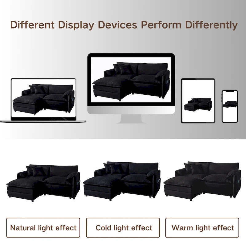 2-Piece 75.59 Chenille Cloud Loveseat Sofa Set with Deep Seat and 4 Pillows