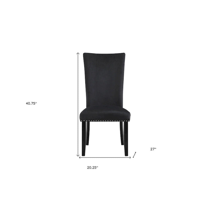 HomeRoots Set of Two Black Upholstered Velvet Dining Side Chairs - 20.25' X '40.75' X '27