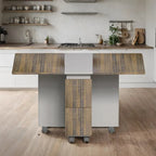 5 Pieces Rolling Wood Extendable Dining Table Set with 4 Chairs