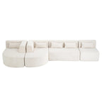 Upholstered Modular Sofa with 2 Curved Chaise Lounges and 5 Back Pillows, Free-Combination Sofa Couch for Living Room
