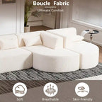 Upholstered Modular Sofa with 2 Curved Chaise Lounges and 5 Back Pillows, Free-Combination Sofa Couch for Living Room