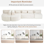 Upholstered Modular Sofa with 2 Curved Chaise Lounges and 5 Back Pillows, Free-Combination Sofa Couch for Living Room