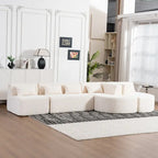 Upholstered Modular Sofa with 2 Curved Chaise Lounges and 5 Back Pillows, Free-Combination Sofa Couch for Living Room