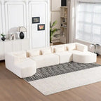 Upholstered Modular Sofa with 2 Curved Chaise Lounges and 5 Back Pillows, Free-Combination Sofa Couch for Living Room