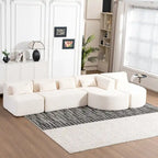 Upholstered Modular Sofa with 2 Curved Chaise Lounges and 5 Back Pillows, Free-Combination Sofa Couch for Living Room