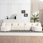 Upholstered Modular Sofa with 2 Curved Chaise Lounges and 5 Back Pillows, Free-Combination Sofa Couch for Living Room