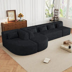 Upholstered Modular Sofa with 2 Curved Chaise Lounges and 5 Back Pillows, Free-Combination Sofa Couch for Living Room
