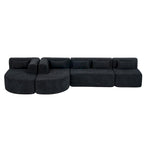 Upholstered Modular Sofa with 2 Curved Chaise Lounges and 5 Back Pillows, Free-Combination Sofa Couch for Living Room