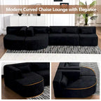 Upholstered Modular Sofa with 2 Curved Chaise Lounges and 5 Back Pillows, Free-Combination Sofa Couch for Living Room