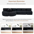 Upholstered Modular Sofa with 2 Curved Chaise Lounges and 5 Back Pillows, Free-Combination Sofa Couch for Living Room