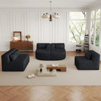 Upholstered Modular Sofa with 2 Curved Chaise Lounges and 5 Back Pillows, Free-Combination Sofa Couch for Living Room