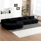 Upholstered Modular Sofa with 2 Curved Chaise Lounges and 5 Back Pillows, Free-Combination Sofa Couch for Living Room