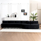 Upholstered Modular Sofa with 2 Curved Chaise Lounges and 5 Back Pillows, Free-Combination Sofa Couch for Living Room