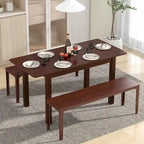 Costway Extendable Dining Table Folding Rubber Wood Table for 4 People - Cherry Color - See Details