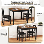 Costway 3 PCS Dining Table Set Wooden Square Kitchen Table with 2
