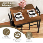 Costway 3 PCS Dining Table Set Wooden Square Kitchen Table with 2