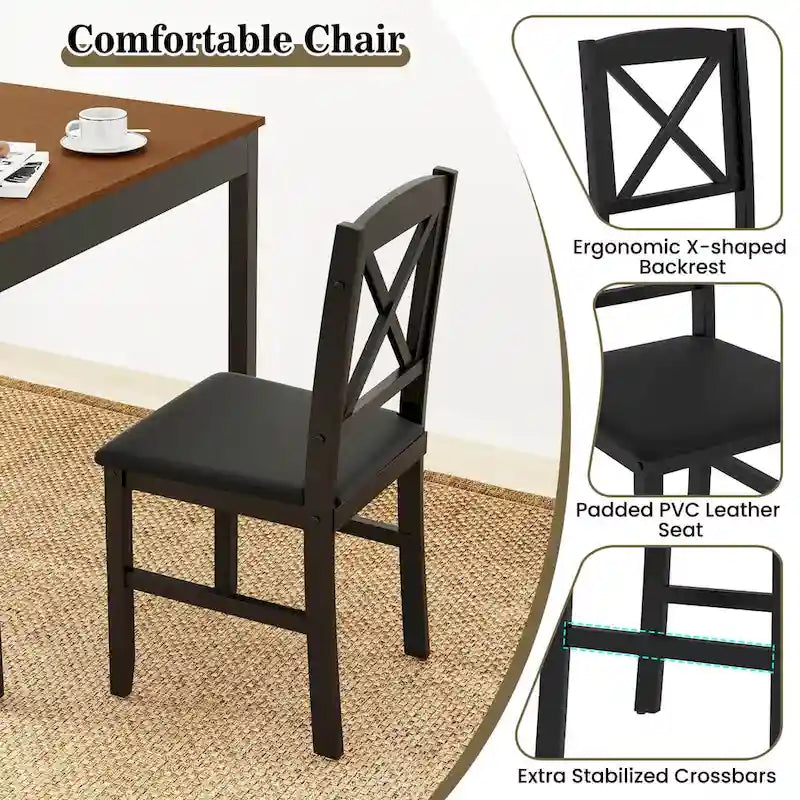 Costway 3 PCS Dining Table Set Wooden Square Kitchen Table with 2