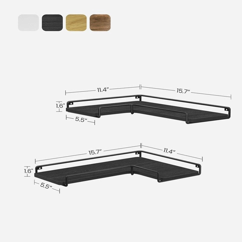 Corner Shelf Wall Mount Set of 2 - 15.7D x 5.5W x 1.6H