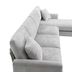 119 Chenille L-Shaped Sectional Sofa with Chaise Lounge and 2 Pillows