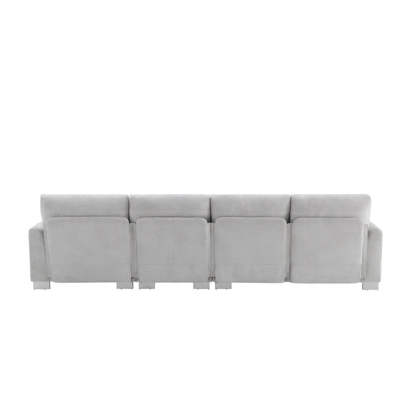 119 Chenille L-Shaped Sectional Sofa with Chaise Lounge and 2 Pillows