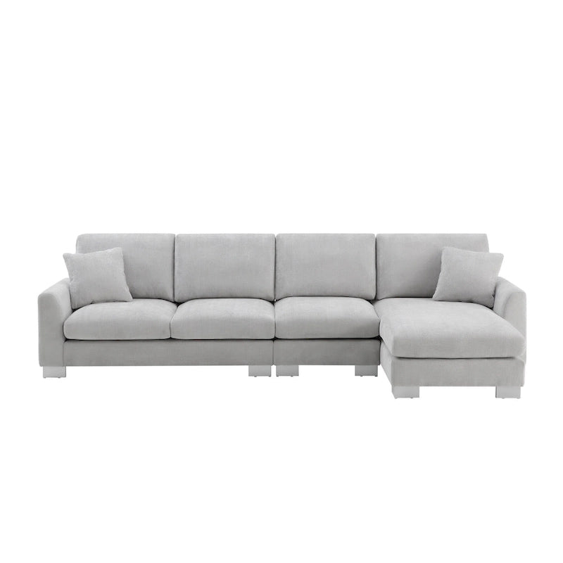 119 Chenille L-Shaped Sectional Sofa with Chaise Lounge and 2 Pillows