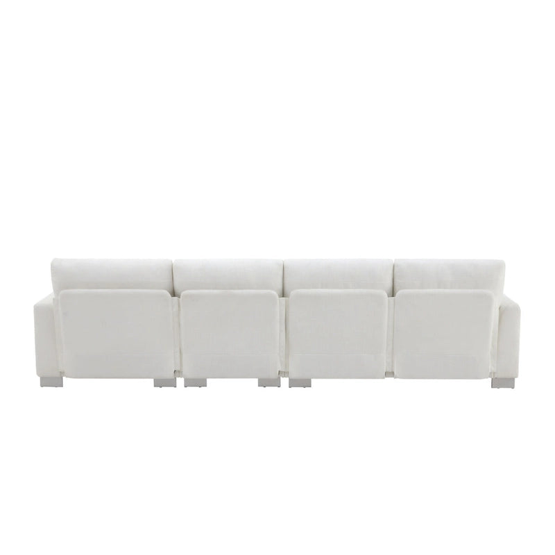 119 Chenille L-Shaped Sectional Sofa with Chaise Lounge and 2 Pillows
