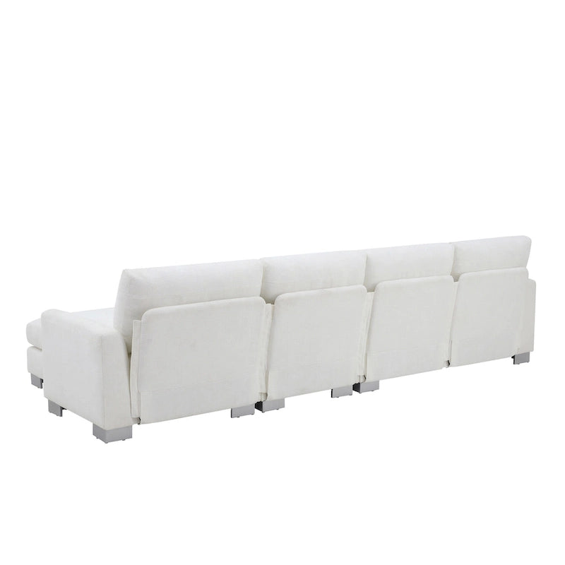 119 Chenille L-Shaped Sectional Sofa with Chaise Lounge and 2 Pillows