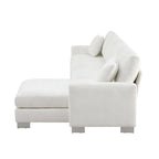 119 Chenille L-Shaped Sectional Sofa with Chaise Lounge and 2 Pillows