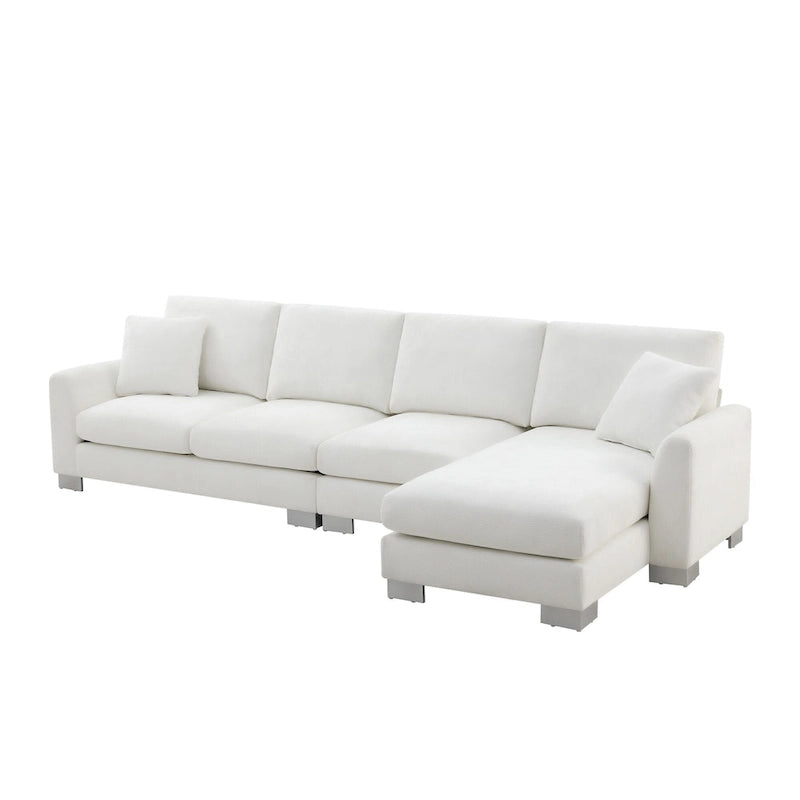 119 Chenille L-Shaped Sectional Sofa with Chaise Lounge and 2 Pillows