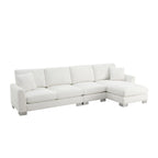 119 Chenille L-Shaped Sectional Sofa with Chaise Lounge and 2 Pillows