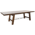 Reggie Extendable Table, Brown Mahogany Wood, Rectangular 76-106 Inch