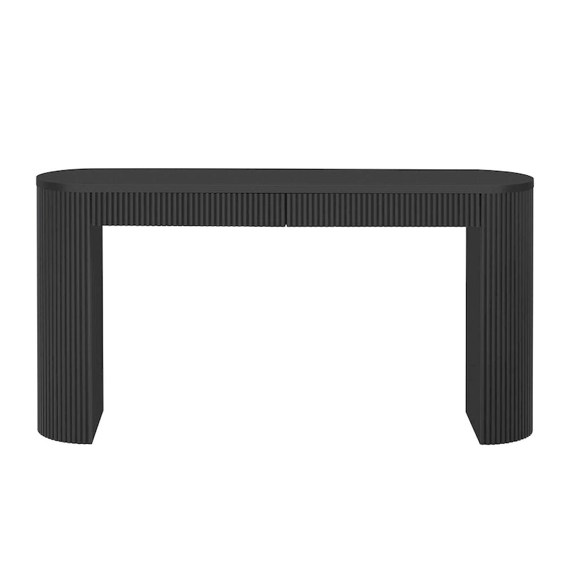 Modern Curved Console Table with Drawers, Long Sofa Side Table Narrow Entryway Table for Living Room Hallway