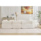White 140 Oversized Boucle Upholstered L-Shaped Modular Sectional Sofa, 3-piece Free Combination, No Assembly Required