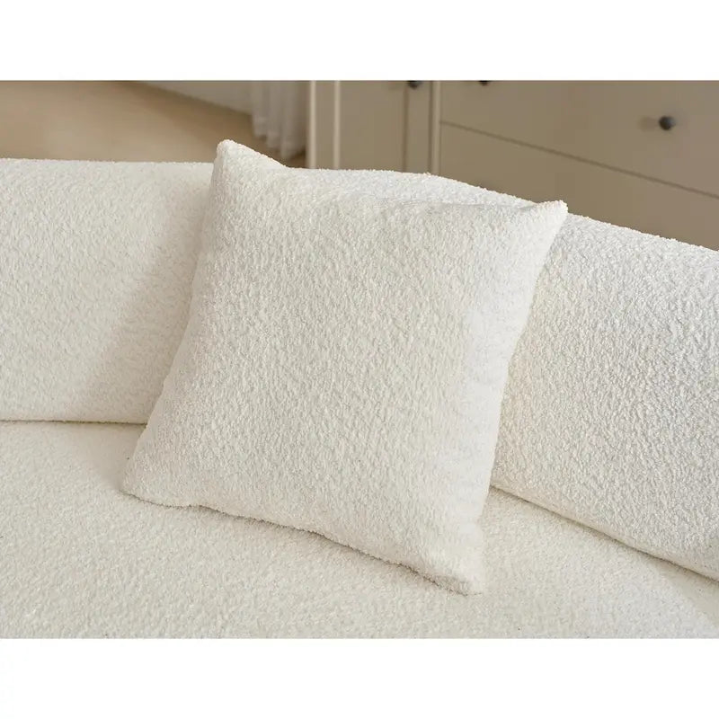 White 140 Oversized Boucle Upholstered L-Shaped Modular Sectional Sofa, 3-piece Free Combination, No Assembly Required