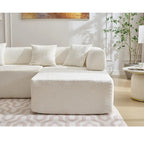 White 140 Oversized Boucle Upholstered L-Shaped Modular Sectional Sofa, 3-piece Free Combination, No Assembly Required