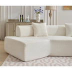 White 140 Oversized Boucle Upholstered L-Shaped Modular Sectional Sofa, 3-piece Free Combination, No Assembly Required