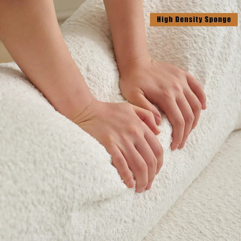 White 140 Oversized Boucle Upholstered L-Shaped Modular Sectional Sofa, 3-piece Free Combination, No Assembly Required