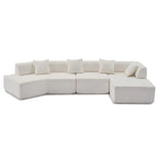 White 140 Oversized Boucle Upholstered L-Shaped Modular Sectional Sofa, 3-piece Free Combination, No Assembly Required