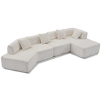 White 140 Oversized Boucle Upholstered L-Shaped Modular Sectional Sofa, 3-piece Free Combination, No Assembly Required
