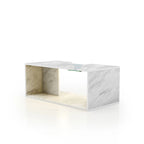 Kobe Modern Faux Marble Veneer Coffee Table with Shelf by Furniture of America