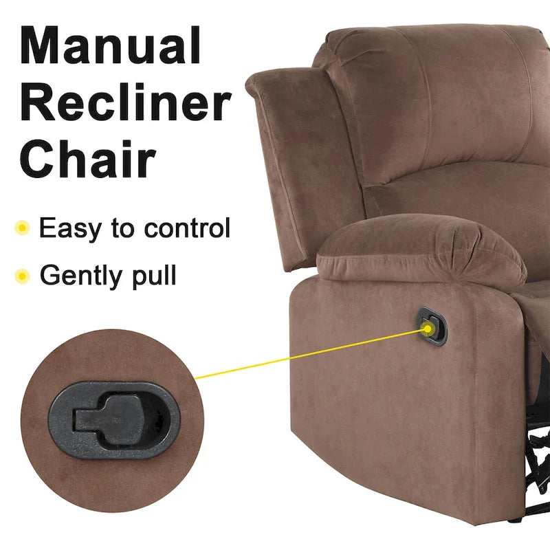 Ebello Breathable Skin Friendly Fabric Soft Padded Manual Recliner Chair